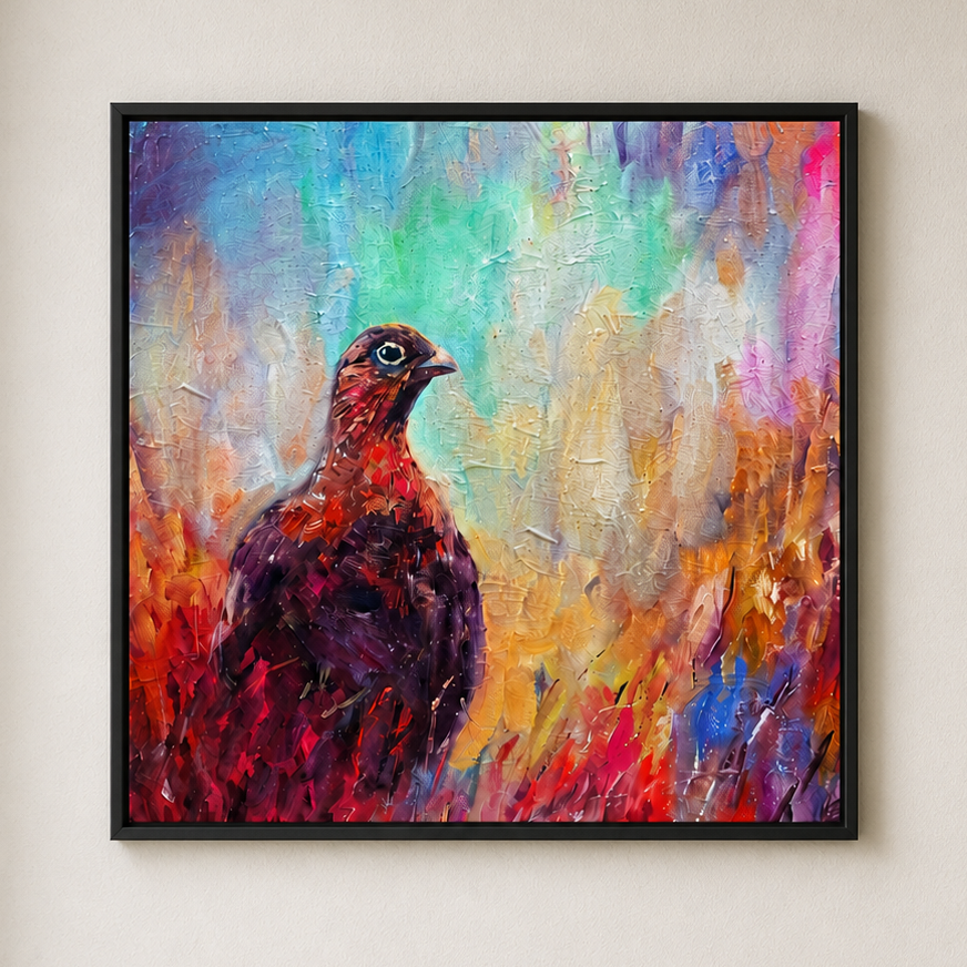 Bold as Brass: grouse framed canvas print.