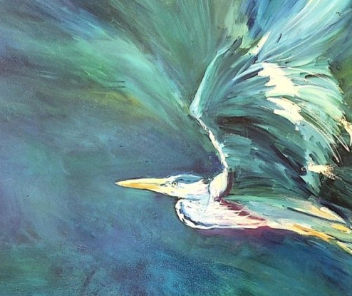 HERON SKYWARD, original heron oil painting, by Susan Gardner View 6.