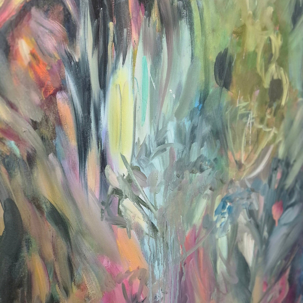 Detail of ISLE OF CANNA by Susan Gardner, showing the painted surface.
