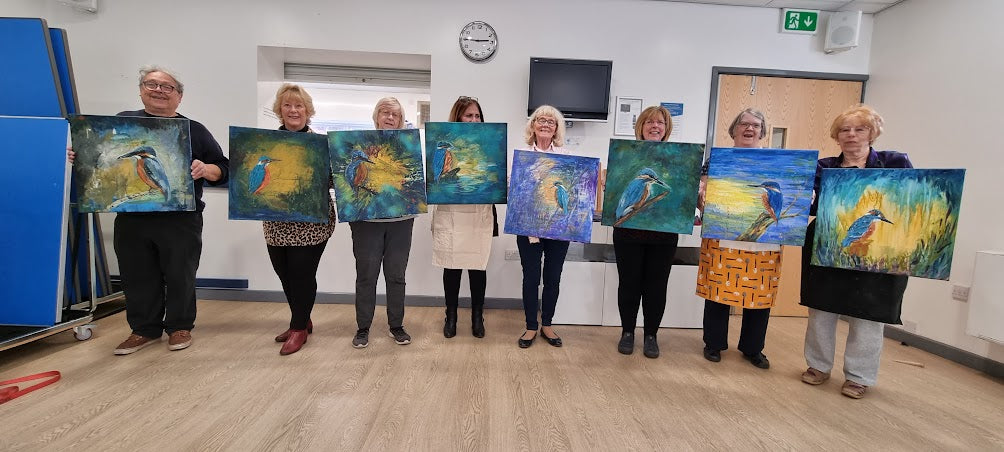 Colourful Kingfisher Art Workshop at Ibstock - Sat 6th June 10-4 pm - Animal Art by Susan Gardner - Contemporary Expressionist - Colourful Fine Art