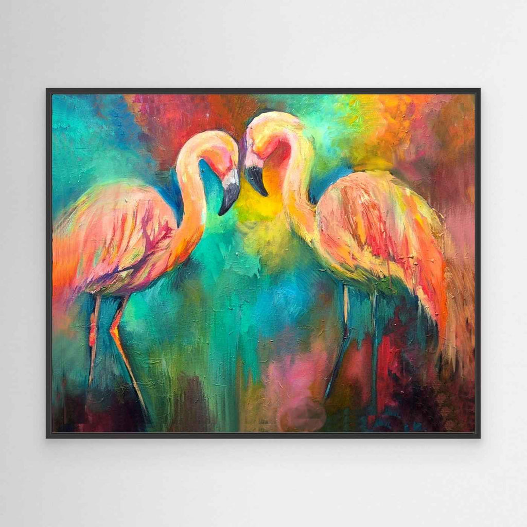 Flamingo Dancers - Gallery Scale Framed Art Canvas