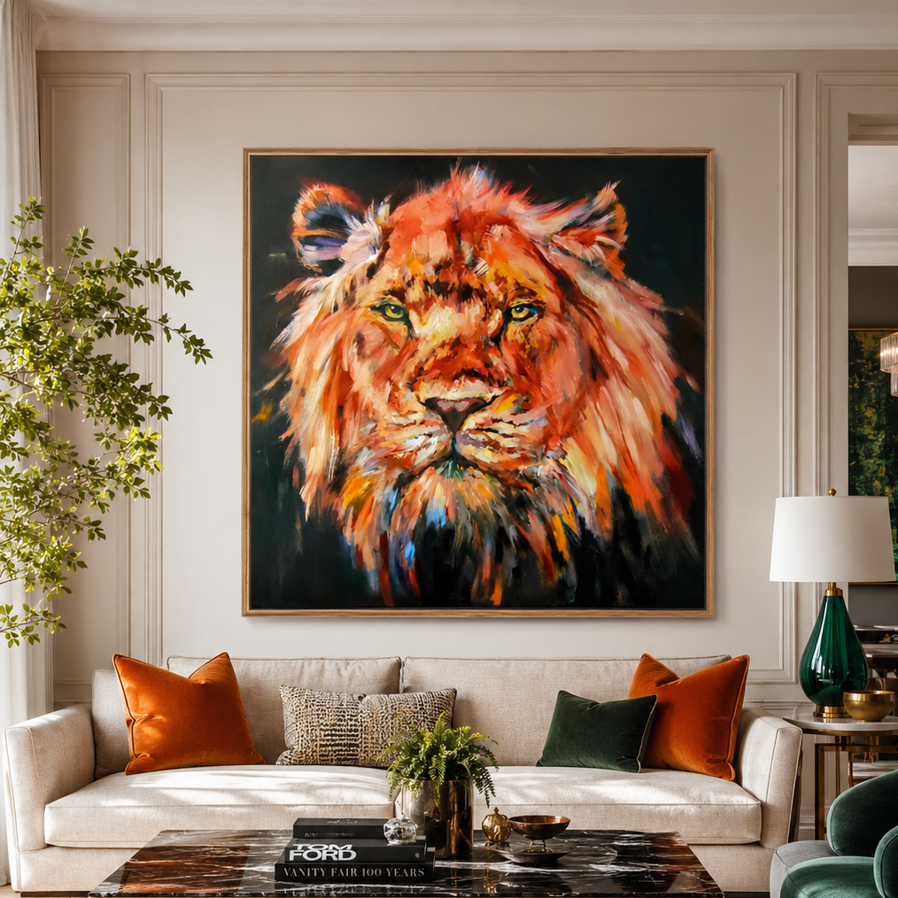 Aurelius Lion Gallery-Scale Framed Canvas Print