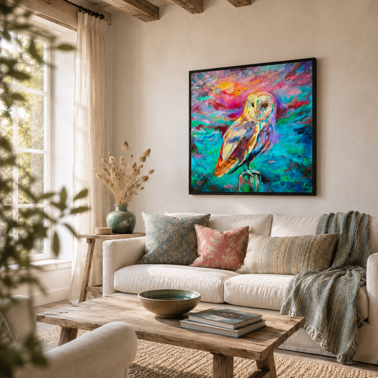 The Optimist- Barn Owl  Wall Art Framed Canvas Print