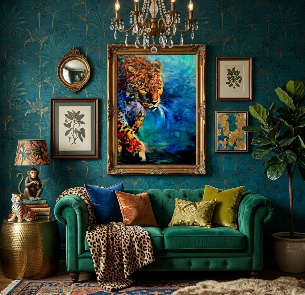 Bejewelled Leopard Canvas - Susan Gardner fine art