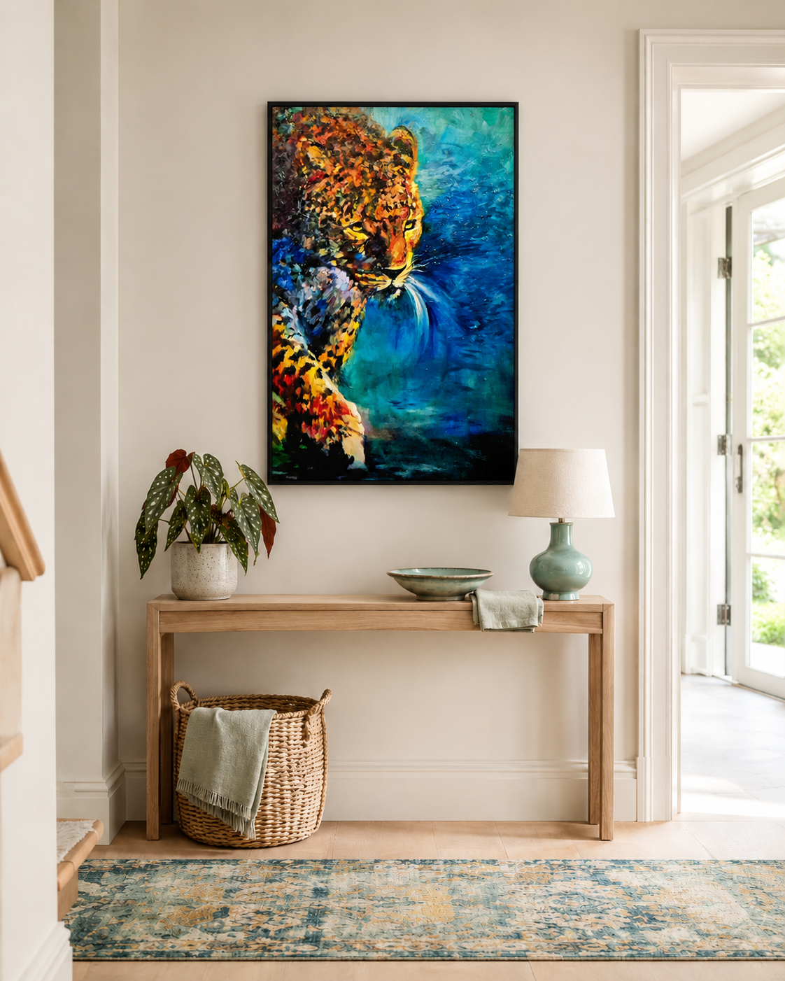 Bejewelled Leopard Framed Canvas Print