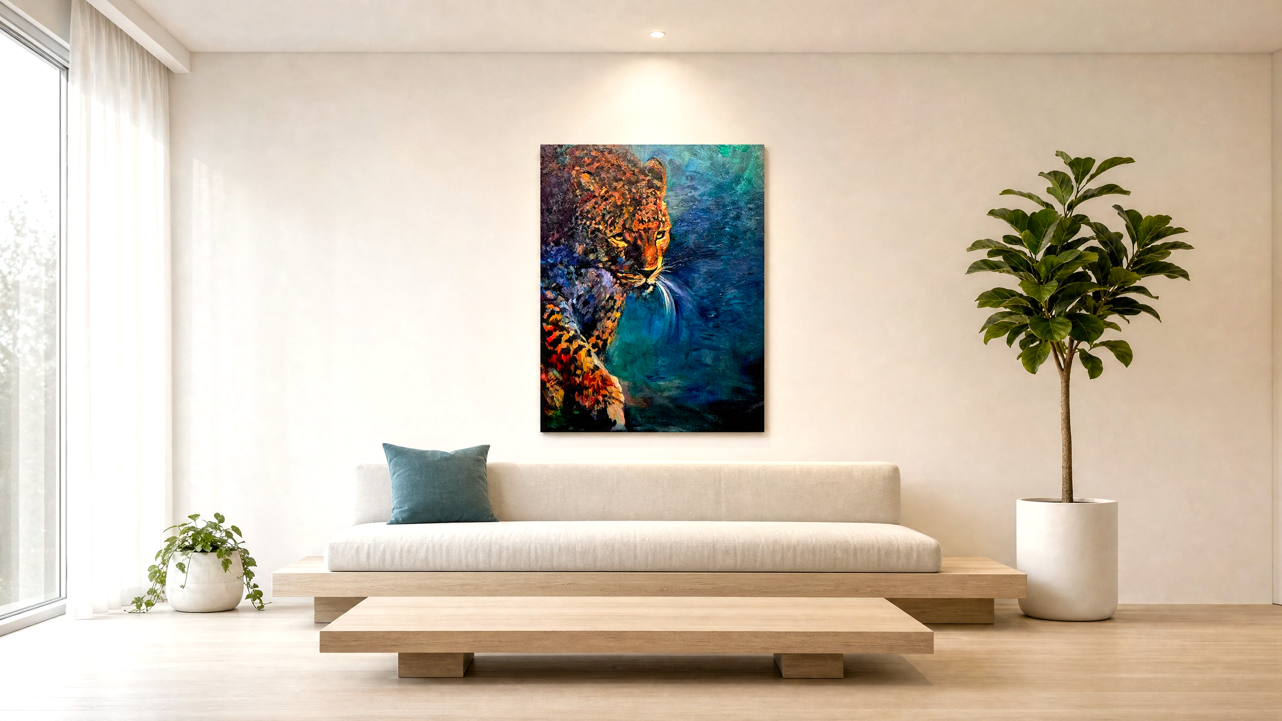 BEJEWELLED Original Leopard Oil Painting 40 x 30"/80 x 100 cm
