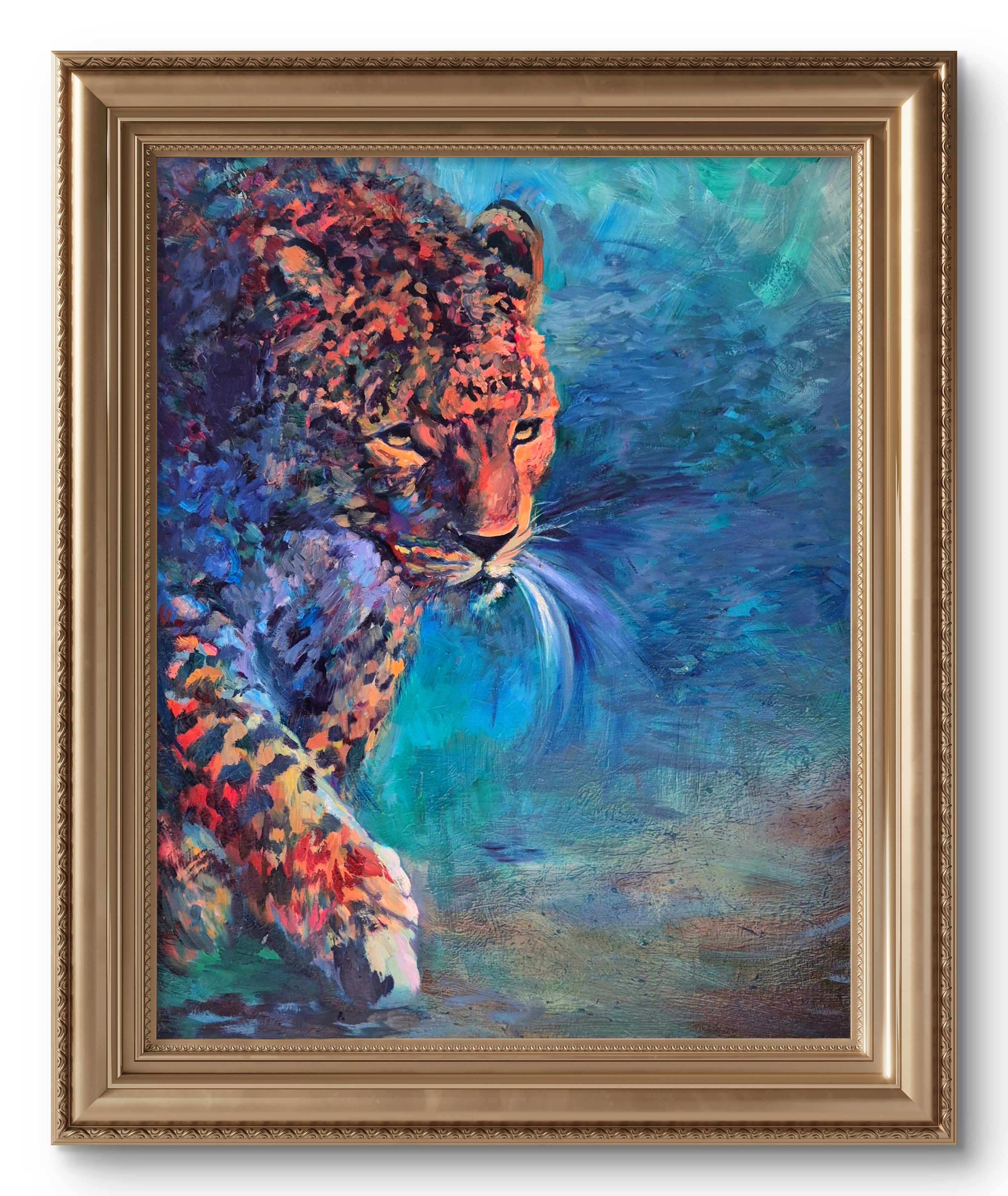 'Bejewelled' Original Leopard Oil Painting 40 x 30"/80 x 100 cm