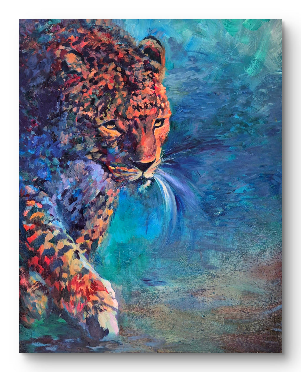 'Bejewelled' Original Leopard Oil Painting 40 x 30"/80 x 100 cm - Animal Art by Susan Gardner - Contemporary Expressionist - Colourful Fine Art