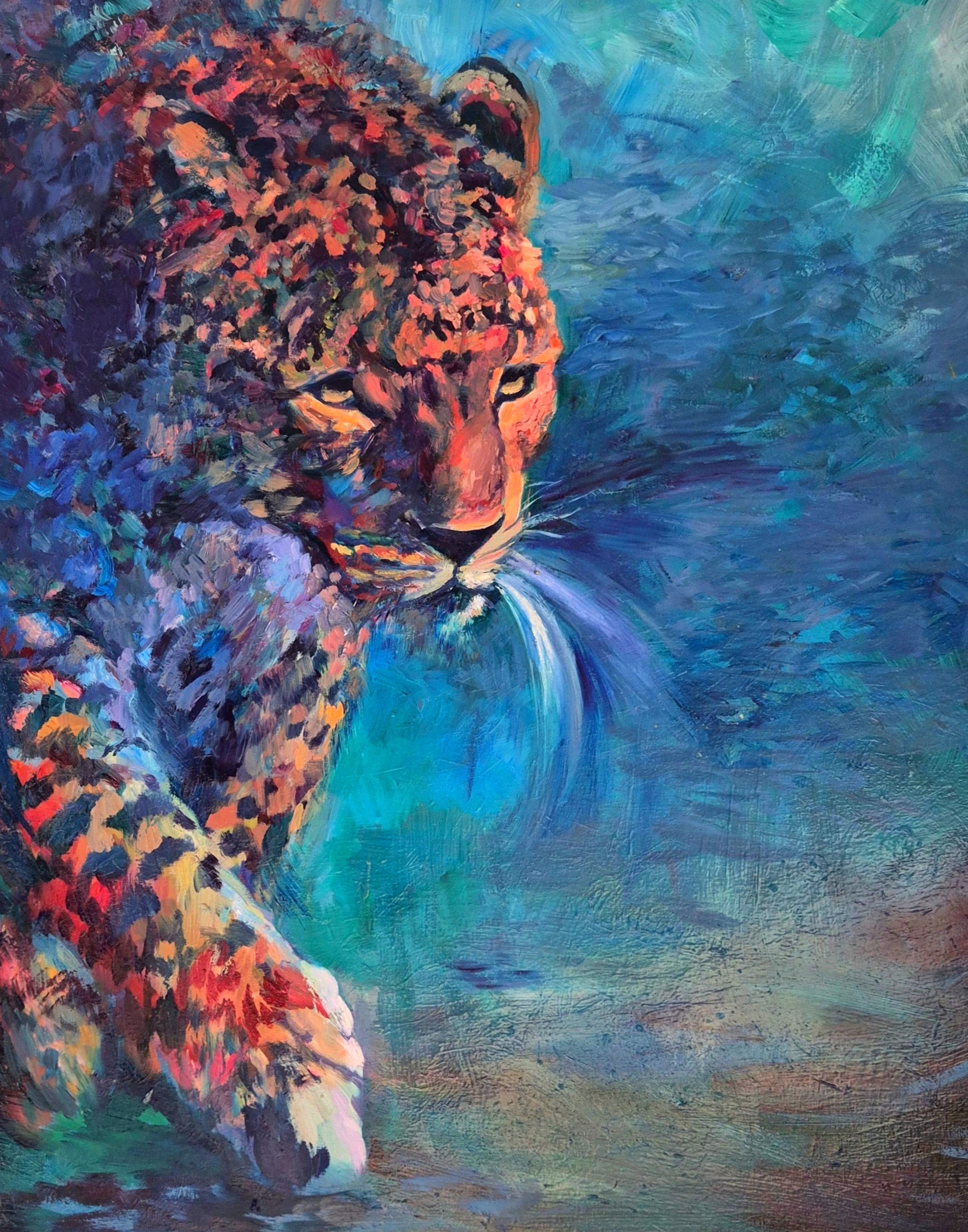BEJEWELLED Original Leopard Oil Painting 40 x 30"/80 x 100 cm