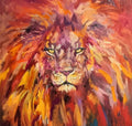 Lion Portrait 70 x 70cm 2025 *SOLD* - Animal Art by Susan Gardner - Contemporary Expressionist - Colourful Fine Art
