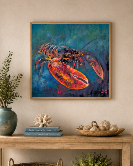 THE GRAND HOMARD | Original Lobster Oil Painting | 24 x 24 " \ 60 x 60 cm