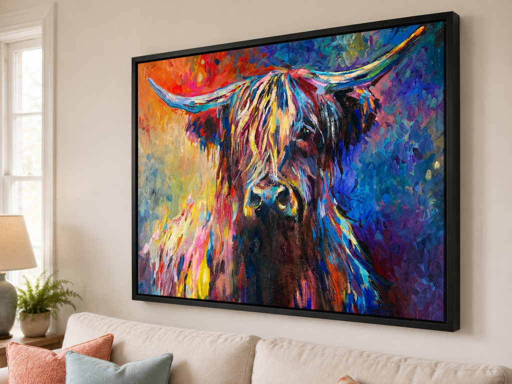 Lochaber  - Highland Cow Wall Art Framed Canvas Print