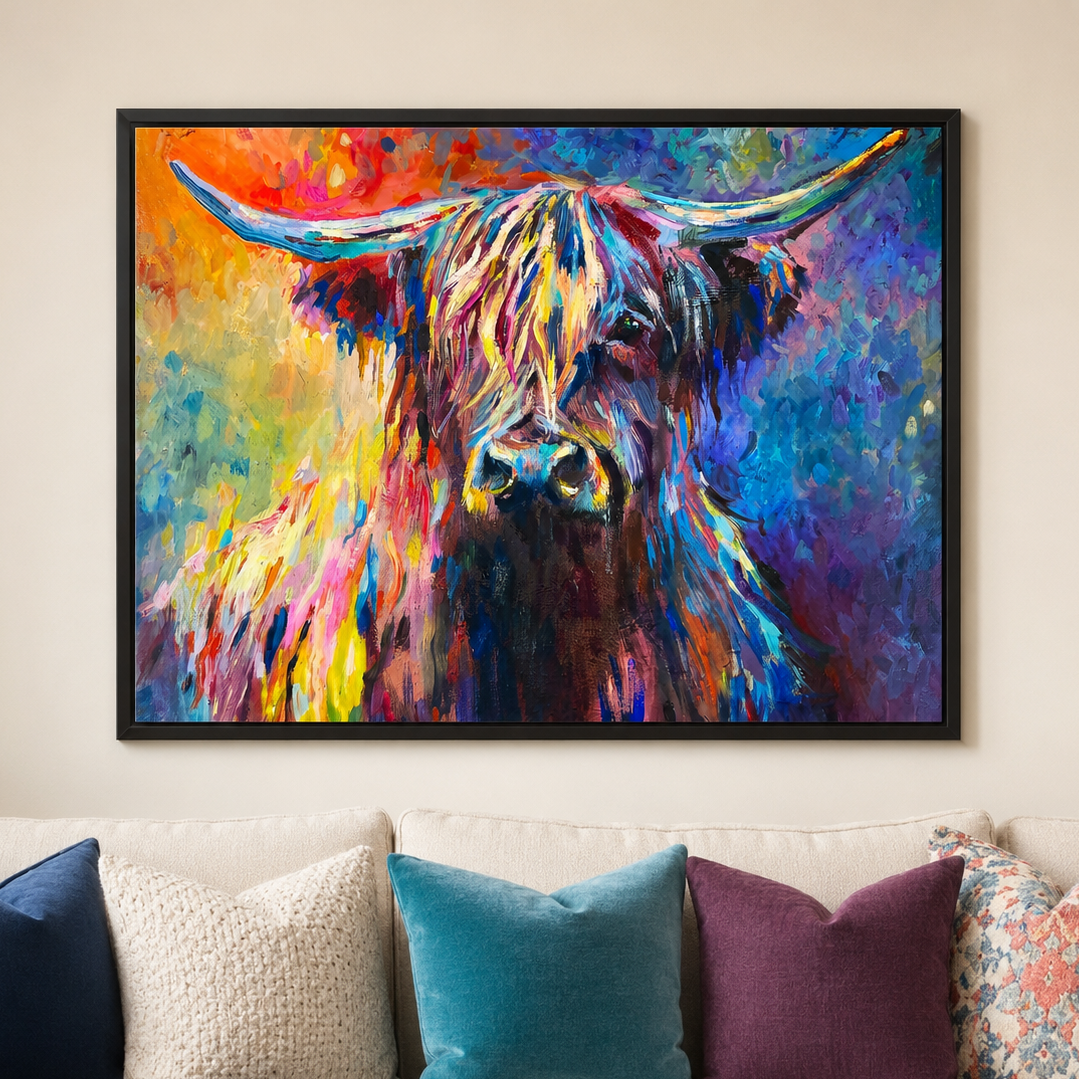 Lochaber  - Highland Cow Wall Art Framed Canvas Print