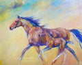 *Sold - Commissioned Mare and Foal Painting 70 x 100 cm - Animal Art by Susan Gardner - Contemporary Expressionist - Colourful Fine Art