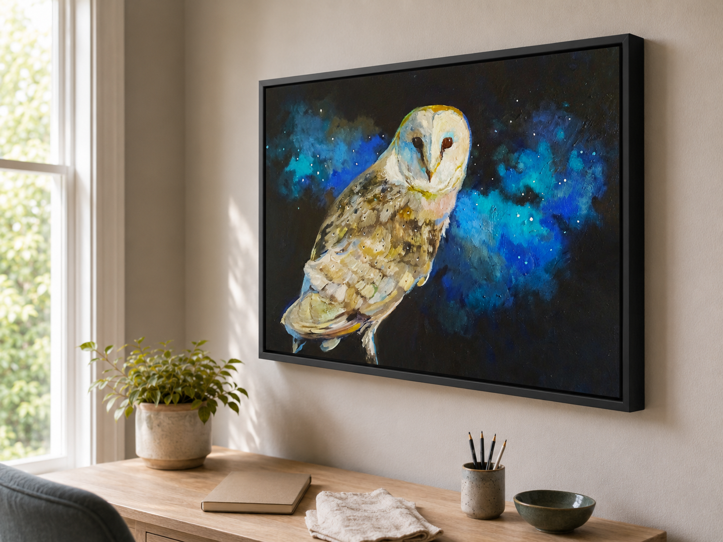 While the World Sleeps - Owl Wall Art Framed Canvas Print