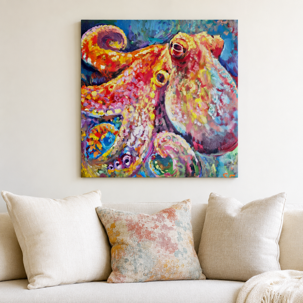 Rainbow Ripple - Octopus Canvas Print