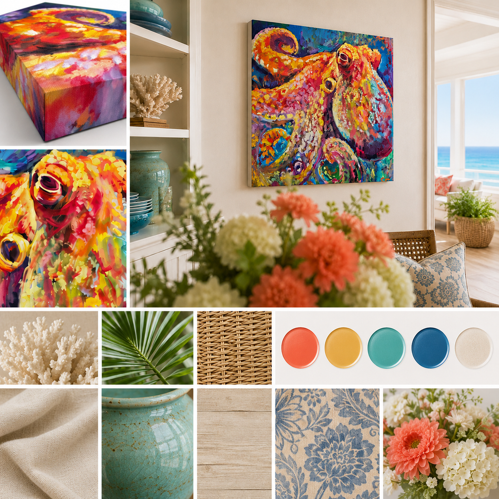 Rainbow Ripple - Octopus Canvas Print