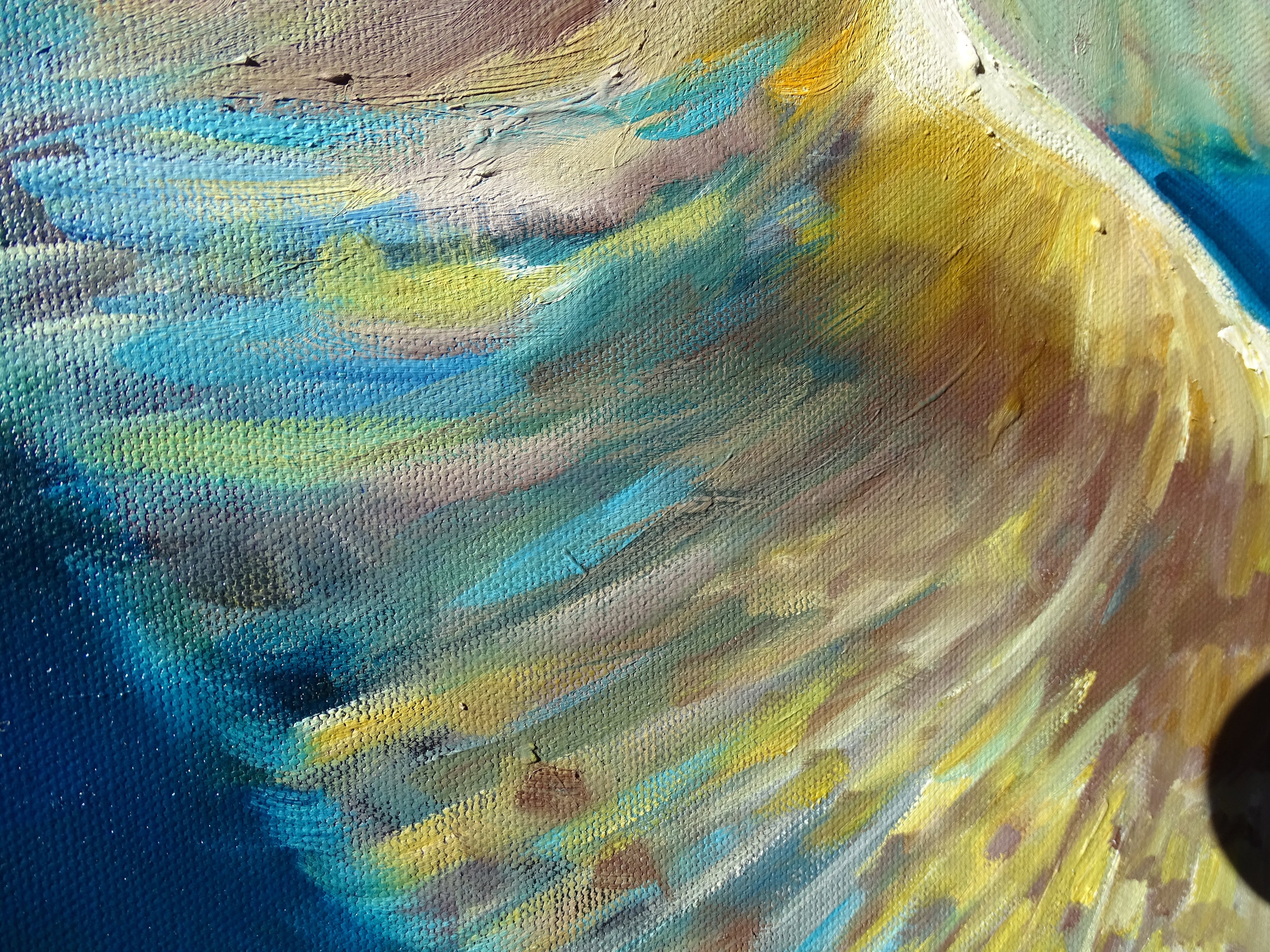 **Sold     'Free to Fly' - Original Barn Owl Oil Painting - 50 x 80 cm - Animal Art by Susan Gardner - Contemporary Expressionist - Colourful Fine Art
