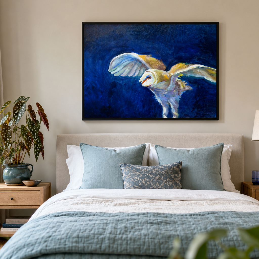 Moonlight Flight - Owl Wall Art Framed Canvas Print