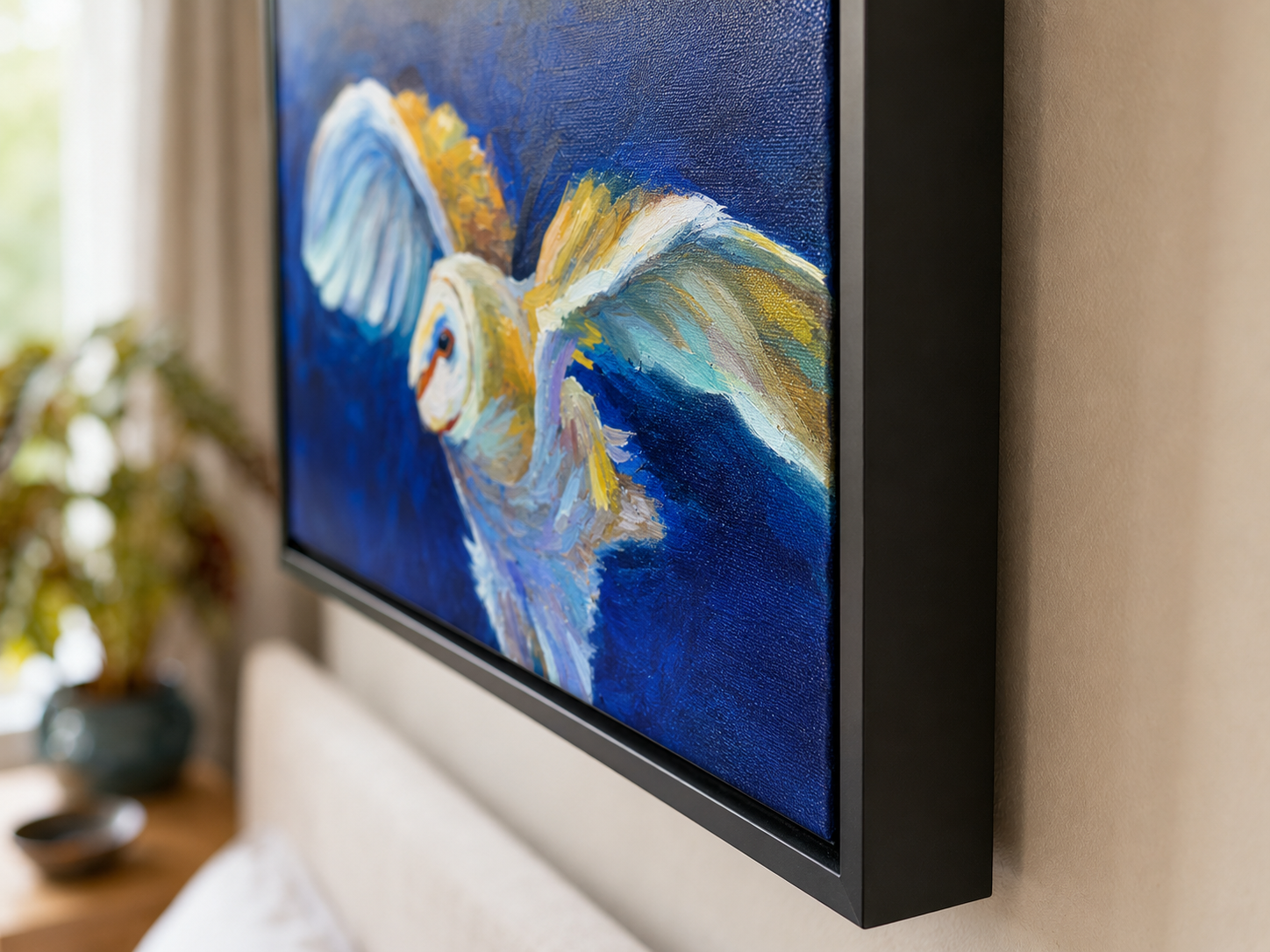 Moonlight Flight - Owl Wall Art Framed Canvas Print