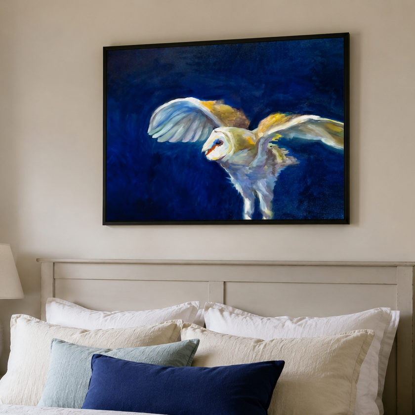 Taking Off - Owl Wall Art Framed Canvas Print
