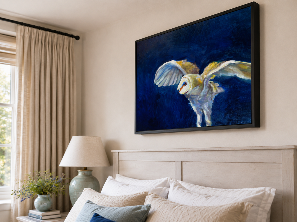 Moonlight Flight - Owl Wall Art Framed Canvas Print