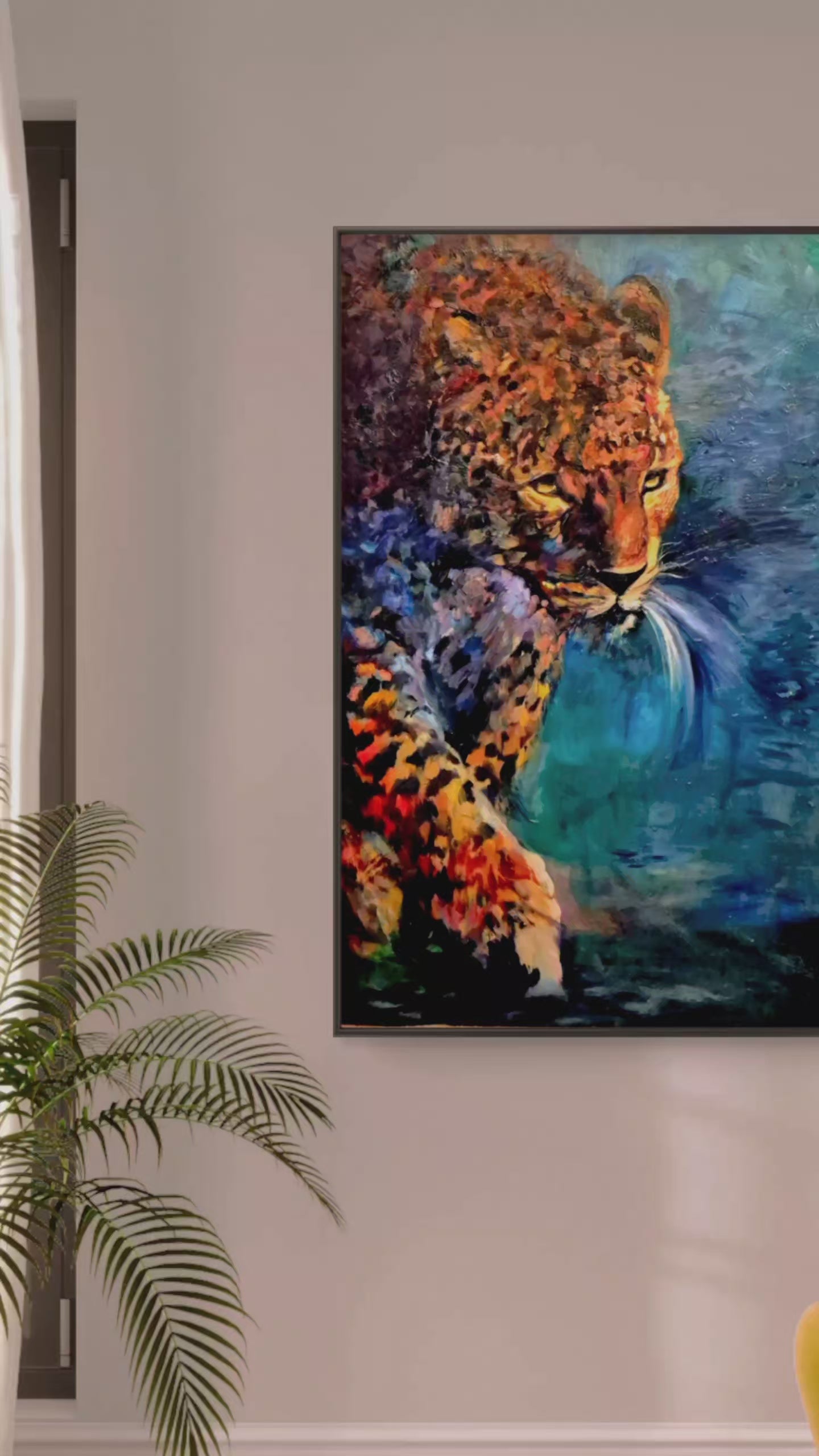 Bejewelled Leopard Framed Canvas