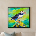 Surveying the Sea - Puffin Wall Art  Framed Canvas Print