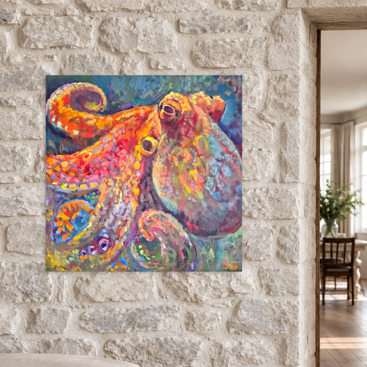 Rainbow Ripple by Susan Gardner shown in a room setting.