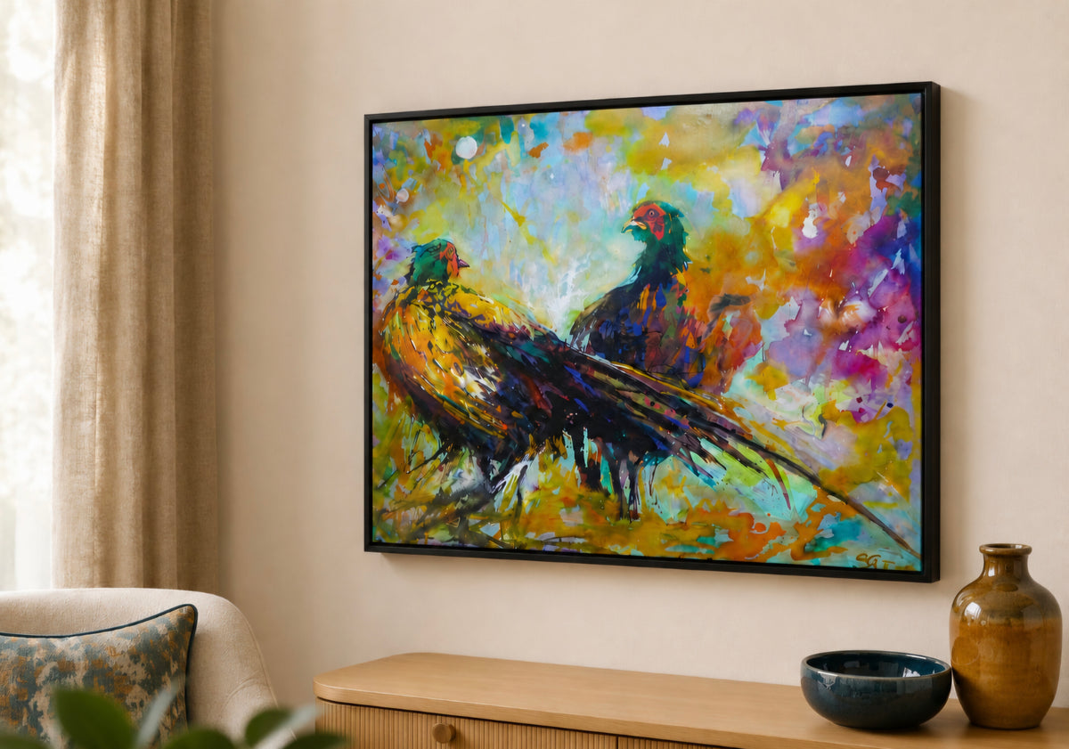 Game on - Pheasants Wall Art  Framed Canvas Print