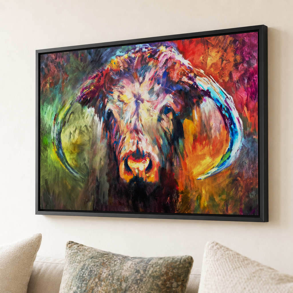 Lottie Longhorn Framed Canvas