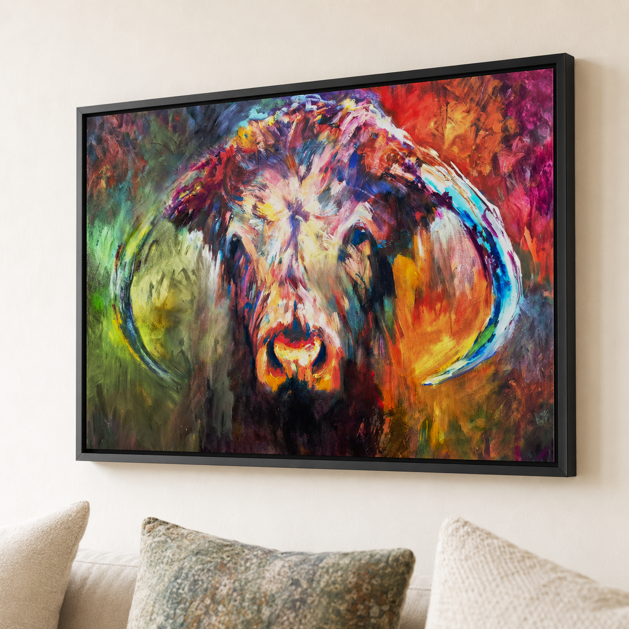 Lottie Longhorn Framed Canvas