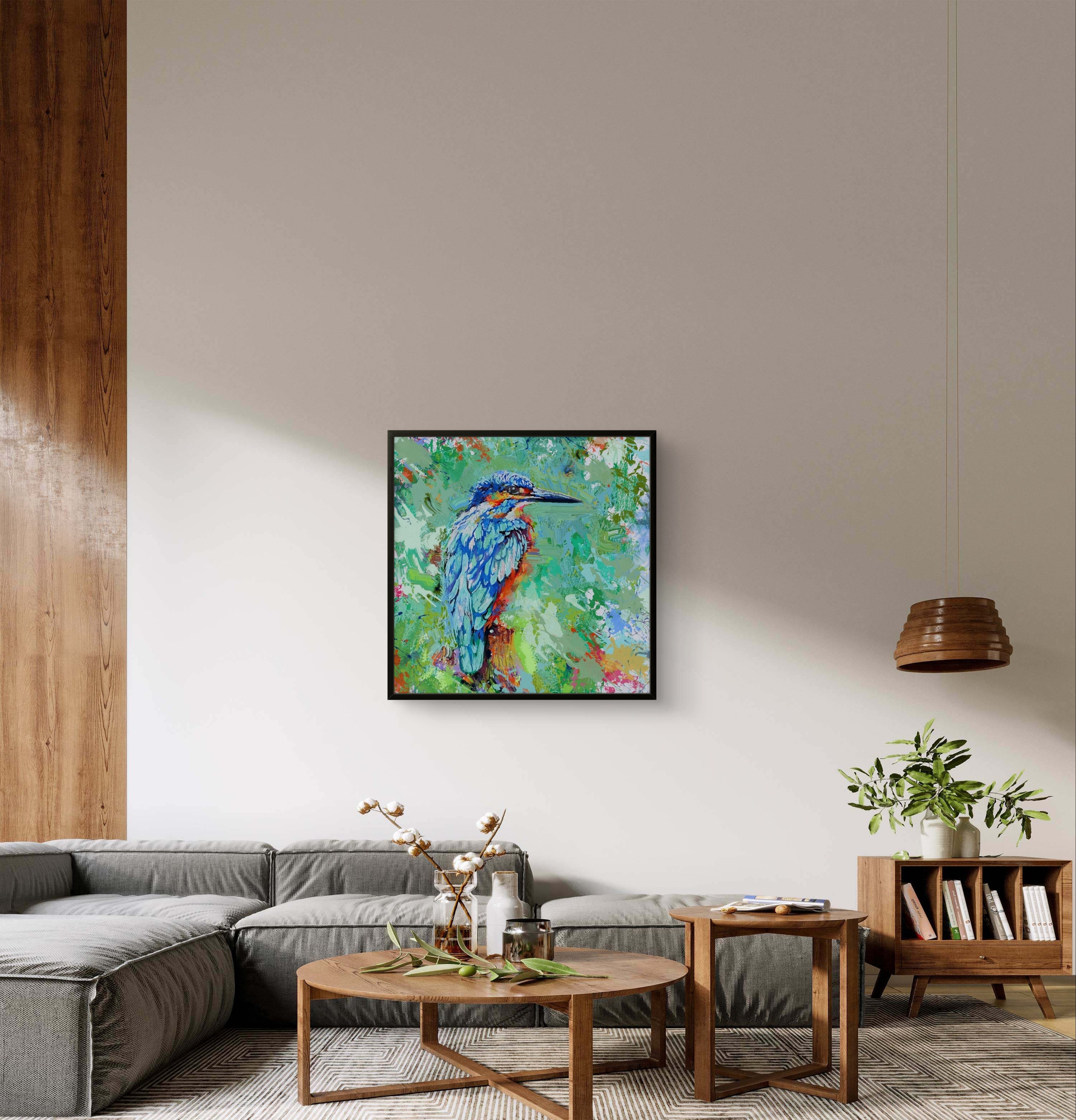 Aqua Splash Framed Canvas - Animal Art by Susan Gardner - Contemporary Expressionist - Colourful Fine Art
