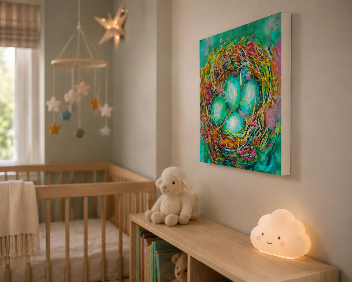 Nestled Treasures - Bird Nest Wall Art Canvas Print