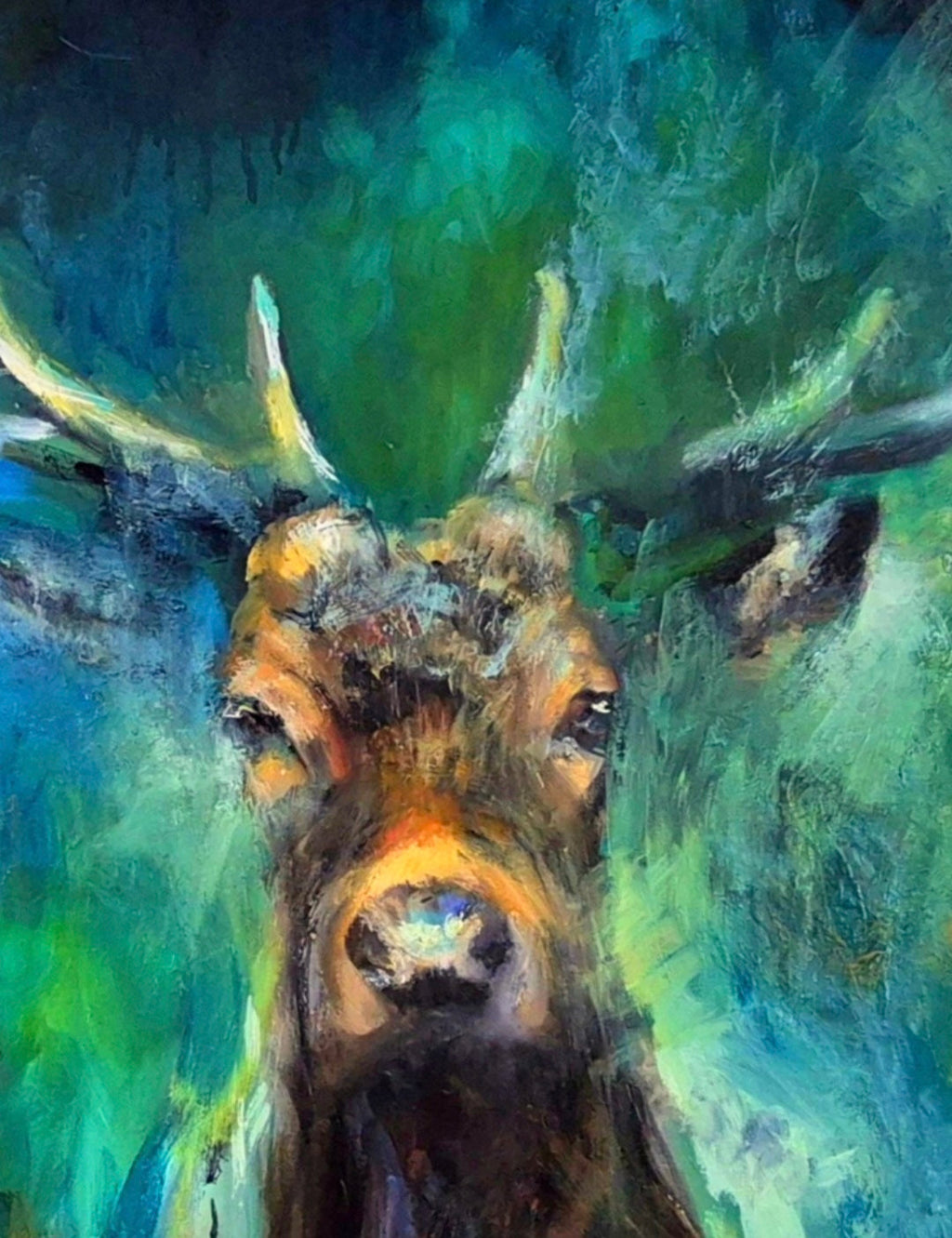 'Forest Guardian' - Original Stag Painting 100 x 80 cm/ 40 x 30" - Animal Art by Susan Gardner - Contemporary Expressionist - Colourful Fine Art