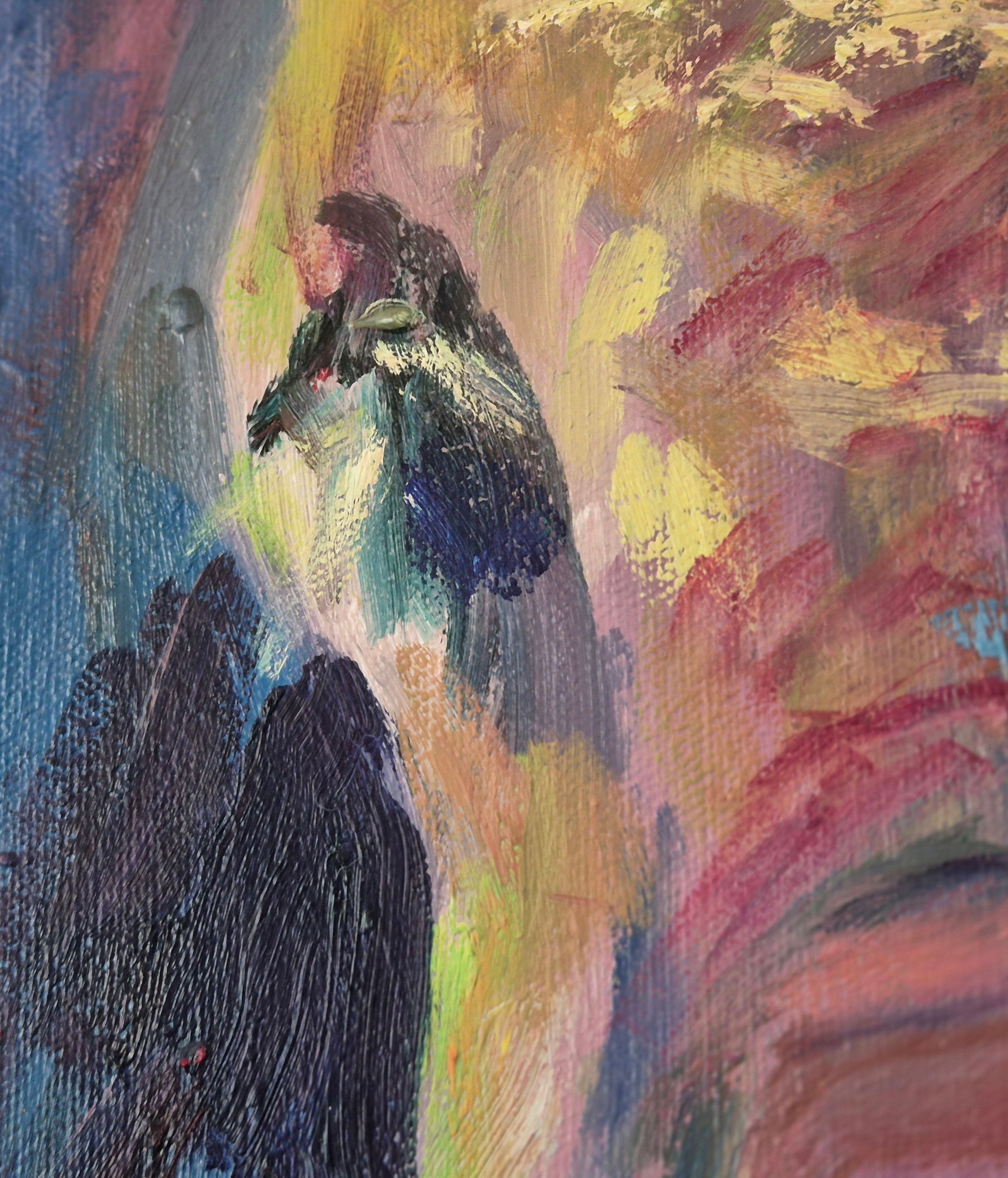 Abstract painting with colorful brush strokes