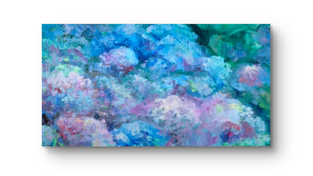 Hydrangea Heaven - 80 x 50 cm/30 x 20 " - Animal Art by Susan Gardner - Contemporary Expressionist - Colourful Fine Art