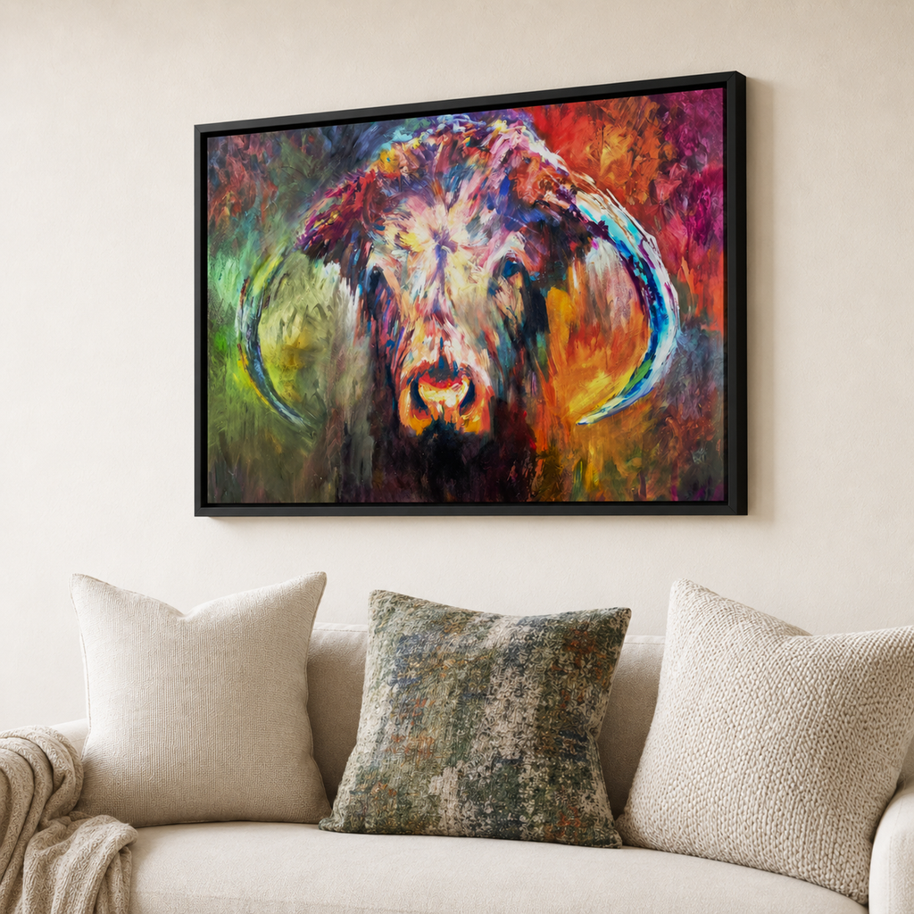 Lottie Longhorn Framed Canvas