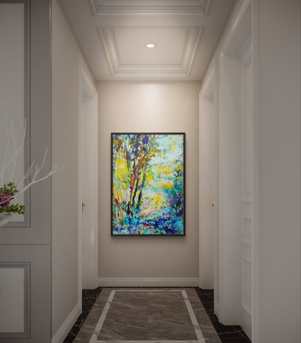 Sunshine Coppice Framed Canvas - Animal Art by Susan Gardner - Contemporary Expressionist - Colourful Fine Art