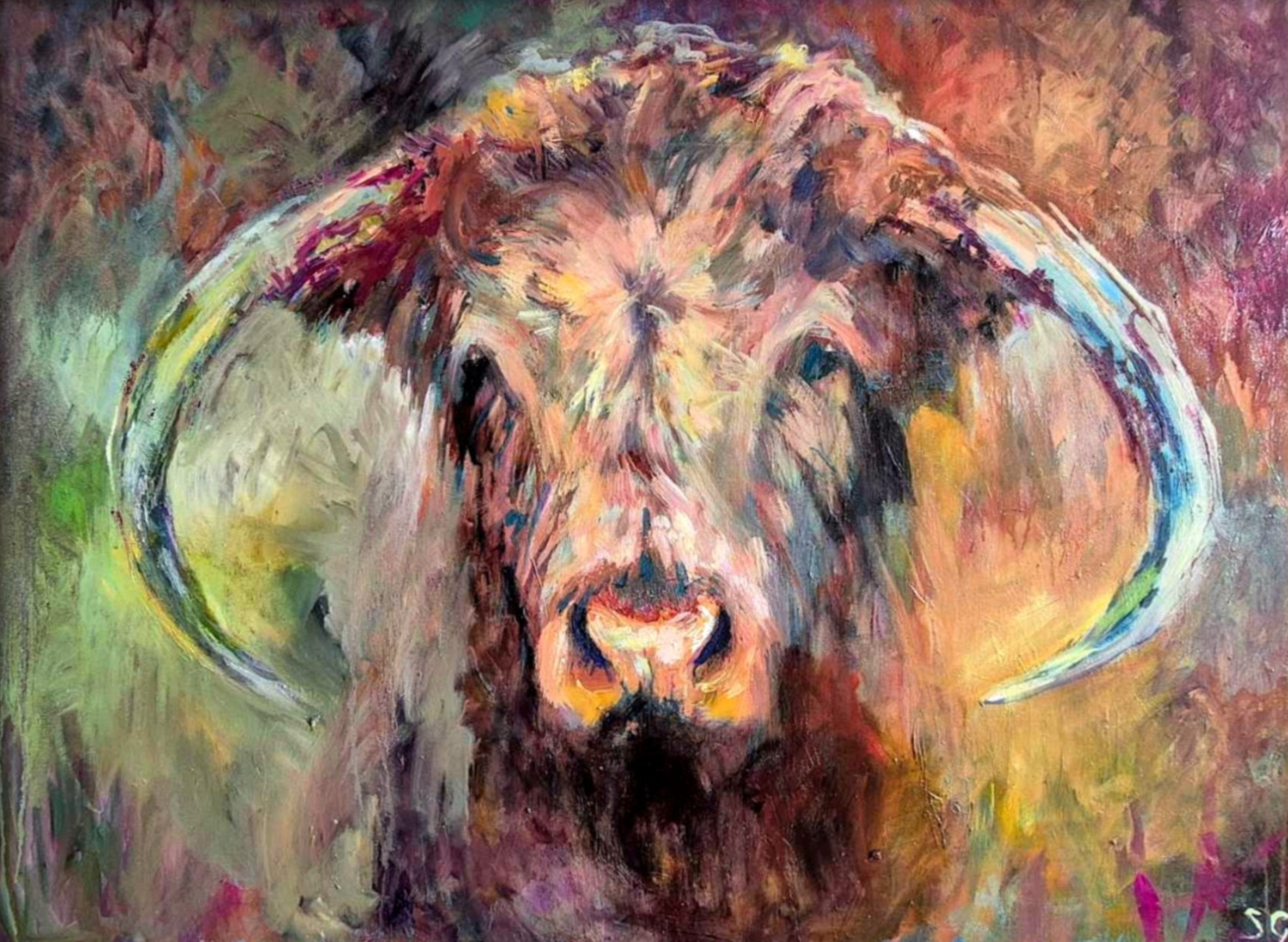 'Lady of Calke' - 80 x 100 cm/30 x 40 " - Animal Art by Susan Gardner - Contemporary Expressionist - Colourful Fine Art