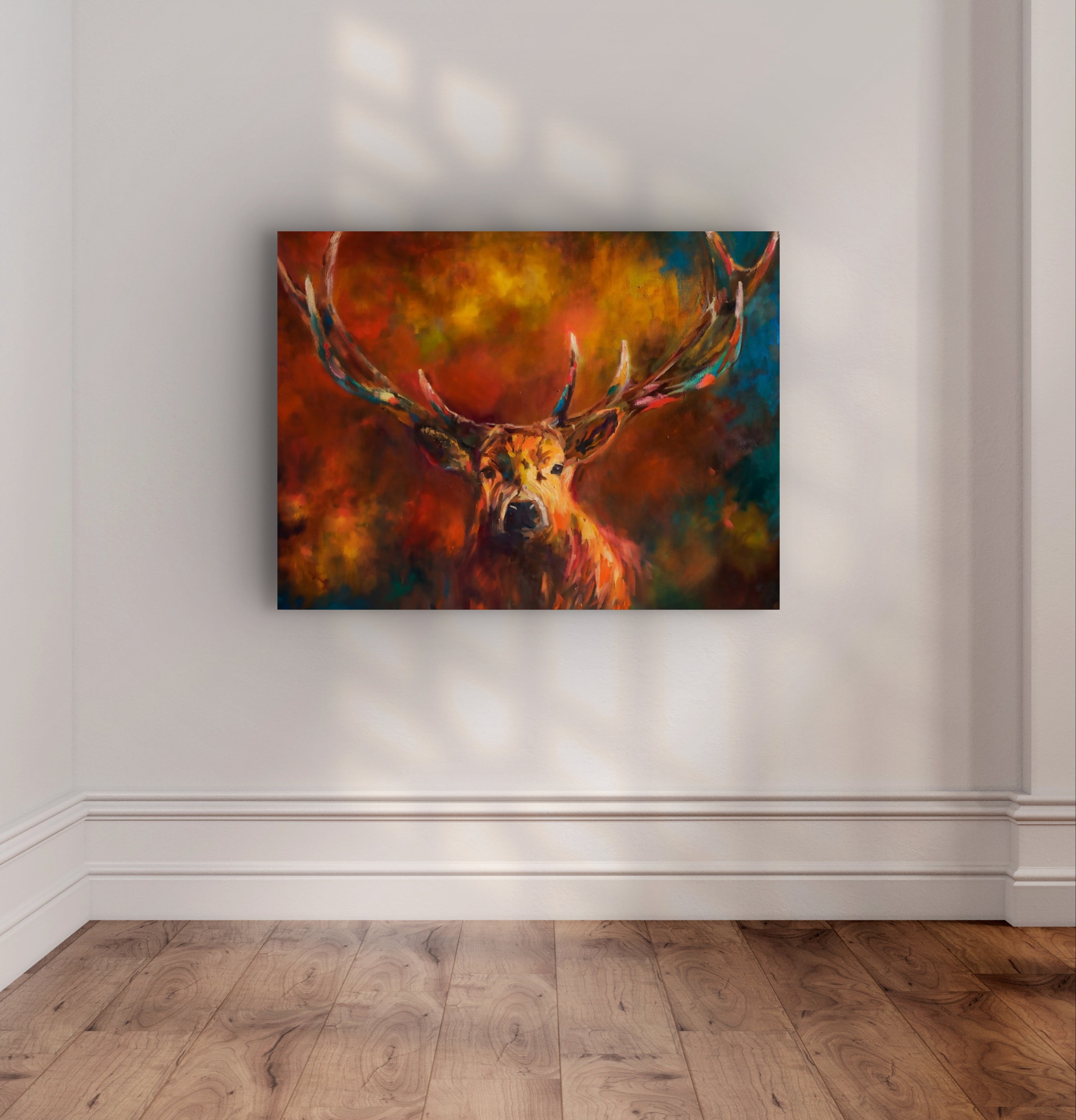 Autumn Stag Canvas - Animal Art by Susan Gardner - Contemporary Expressionist - Colourful Fine Art