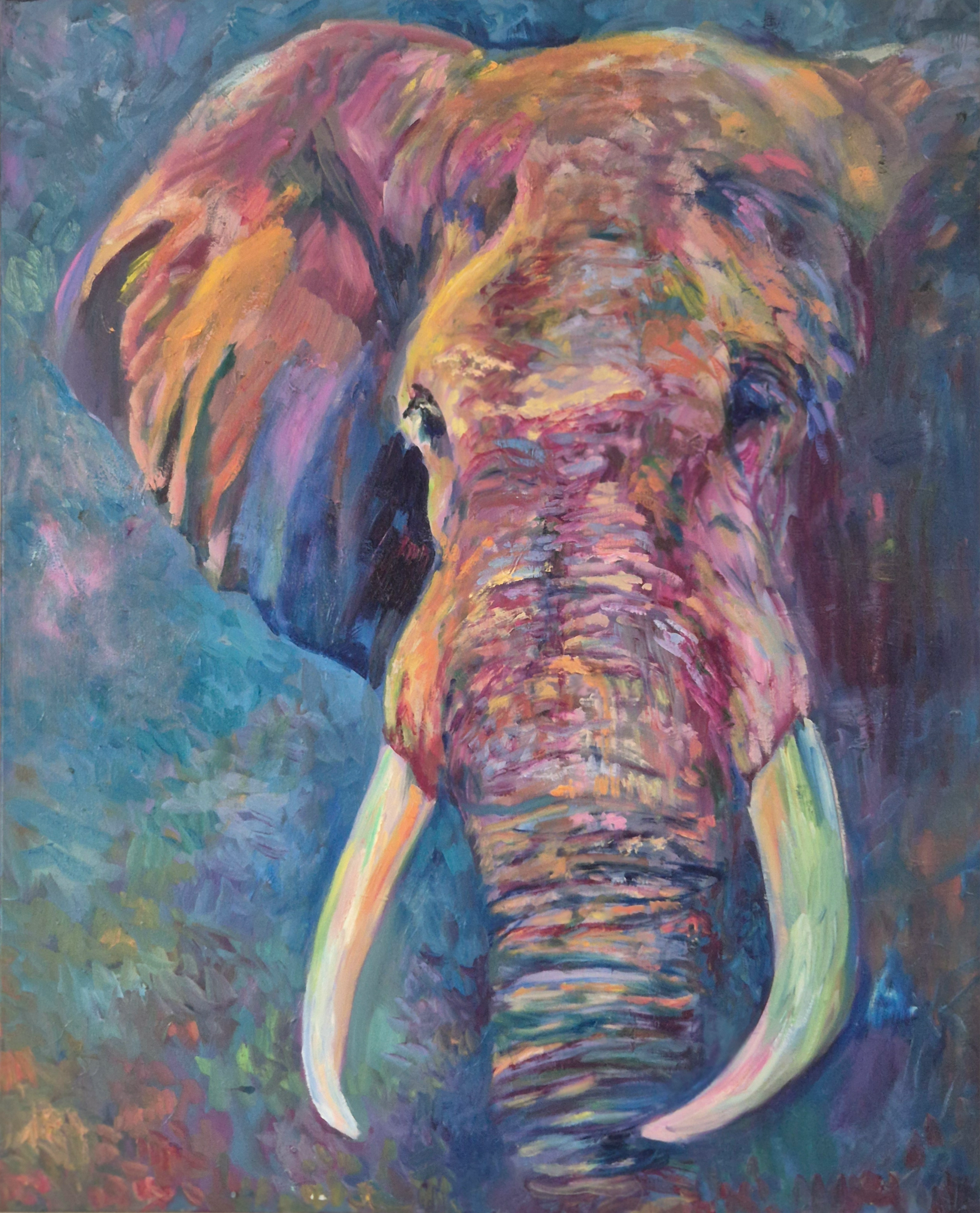 SAFARI Original Elephant Oil Painting 40 x 30"/80 x 100 cm