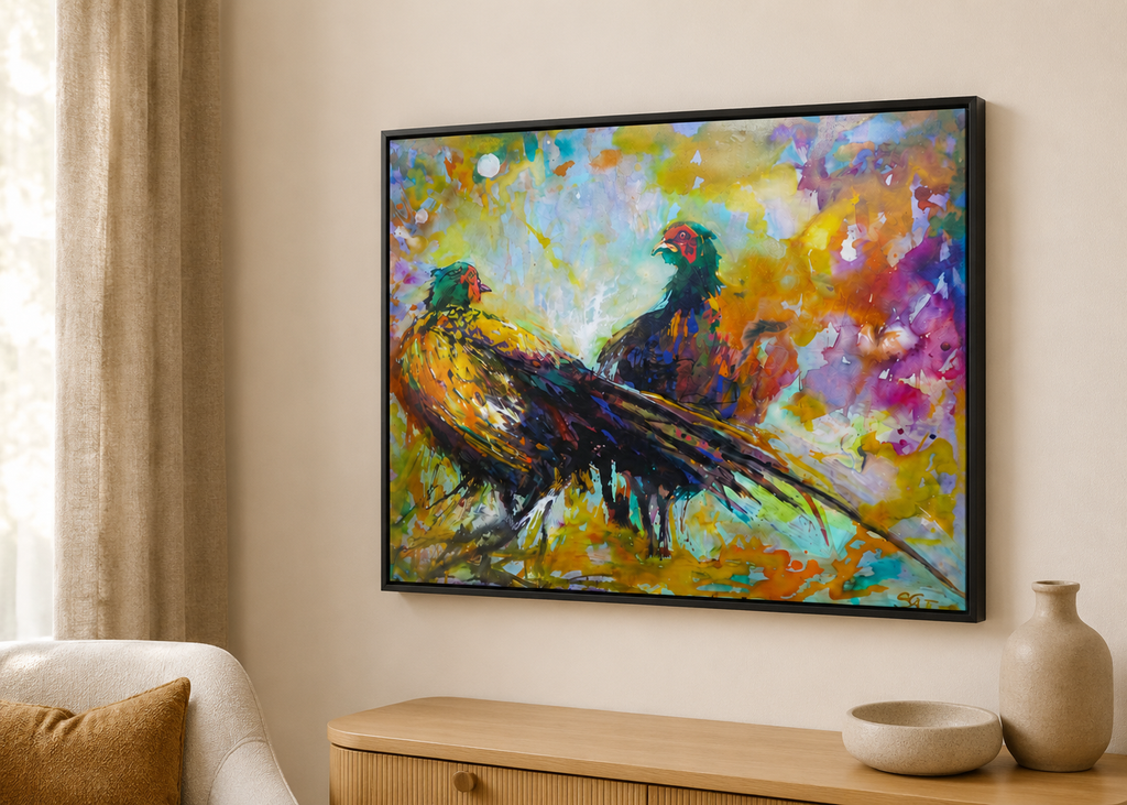 Game on - Pheasants Wall Art  Framed Canvas Print