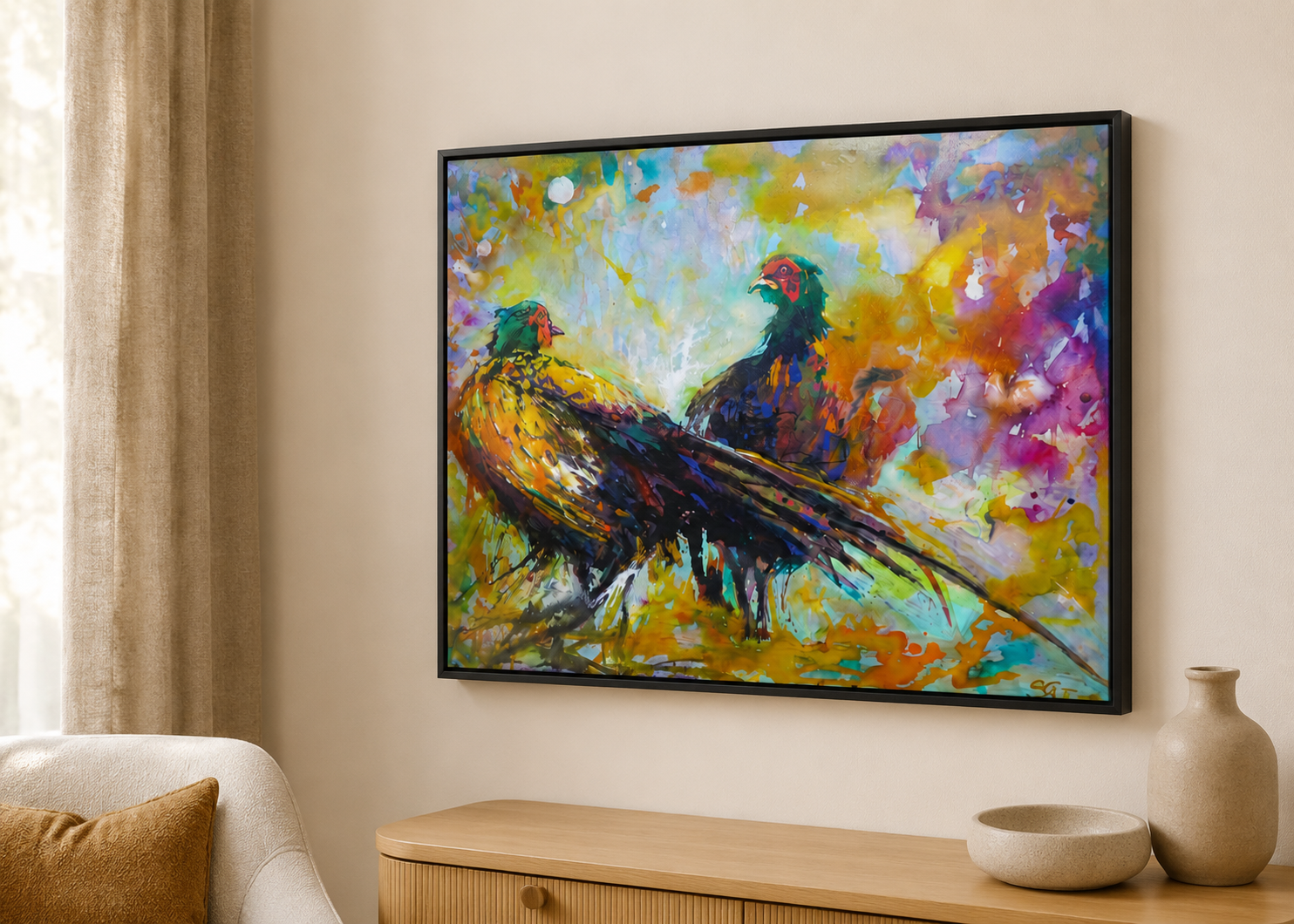 Game on - Pheasants Wall Art  Framed Canvas Print
