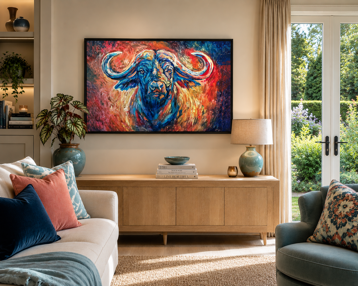 Unshakeable African Buffalo Framed Canvas