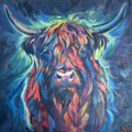 'Hebridean' - Pintura al óleo original de vaca de las Highlands - 60 x 60 cm \ 24 x 24"