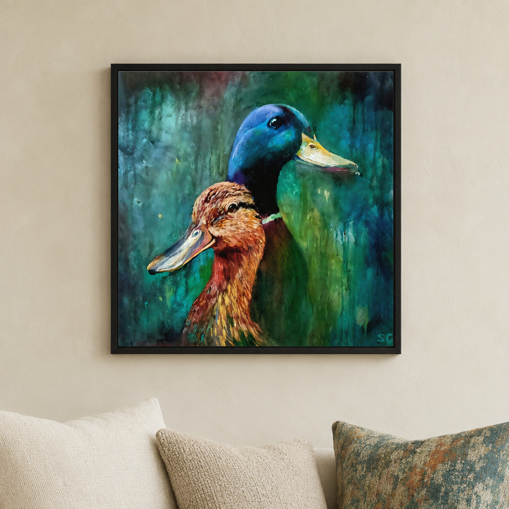 Puddle Ducks - Wall Art Framed Canvas Print