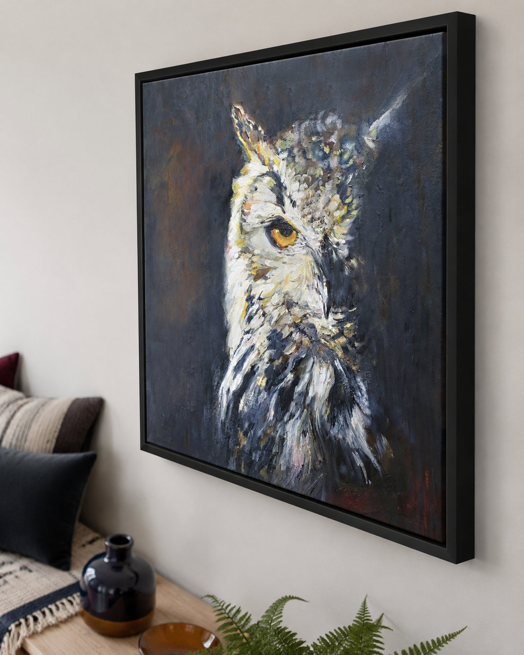 I Beg Your Pardon - Eagle Owl Framed Wall Art Canvas Print