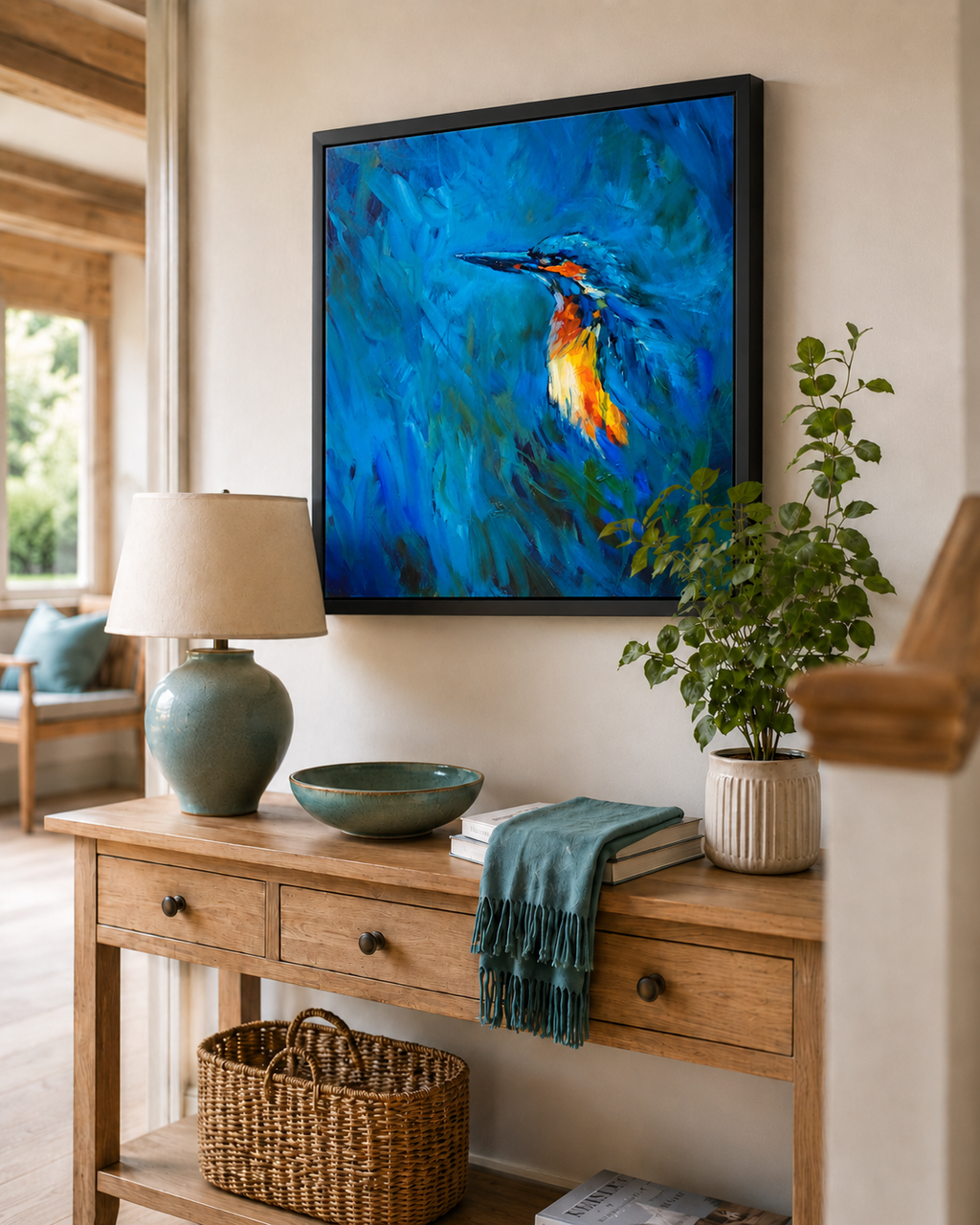 Blue Sparkle - Kingfisher Wall Art Framed Canvas Print