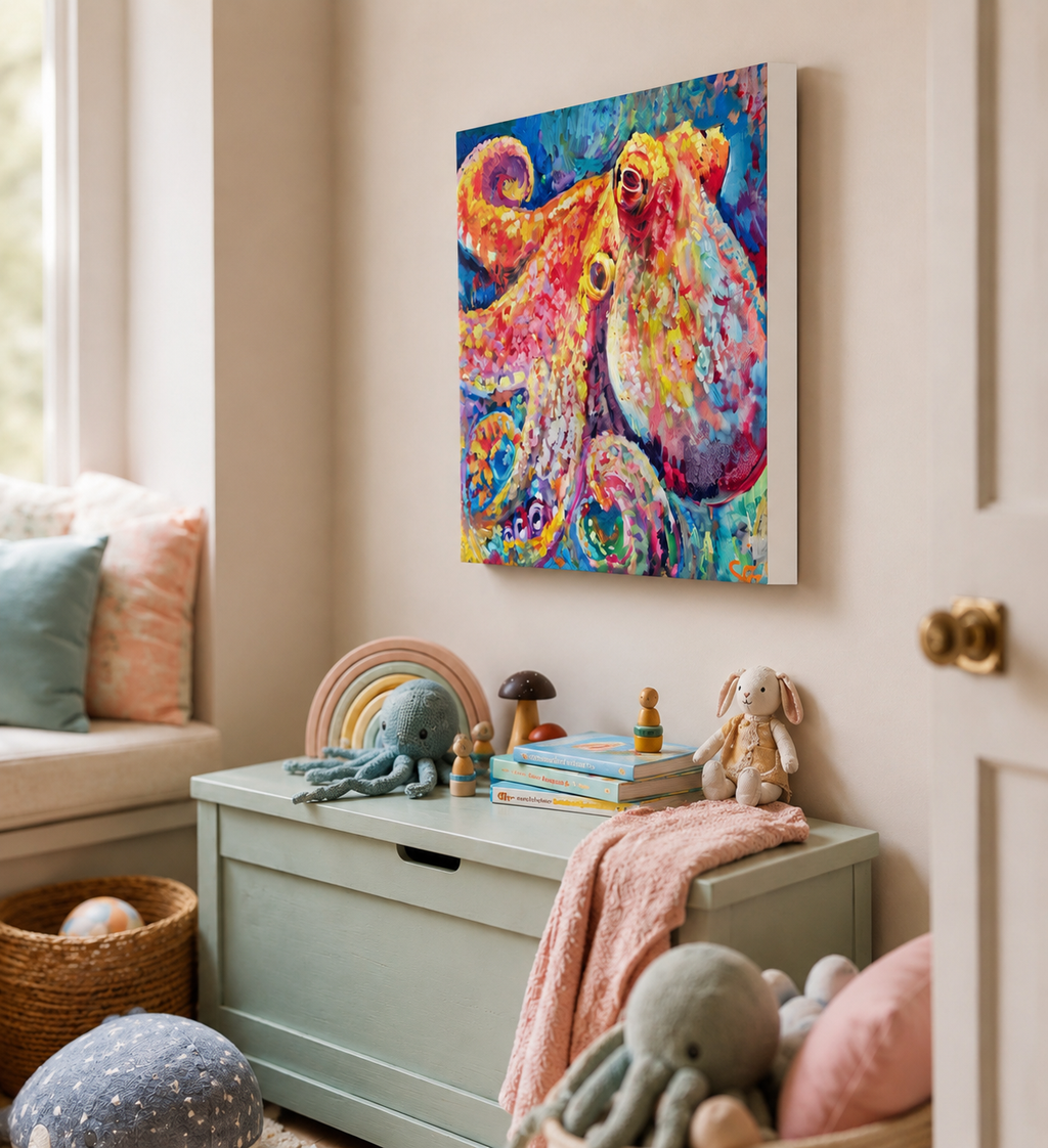 Rainbow Ripple - Octopus Wall Art Canvas Print